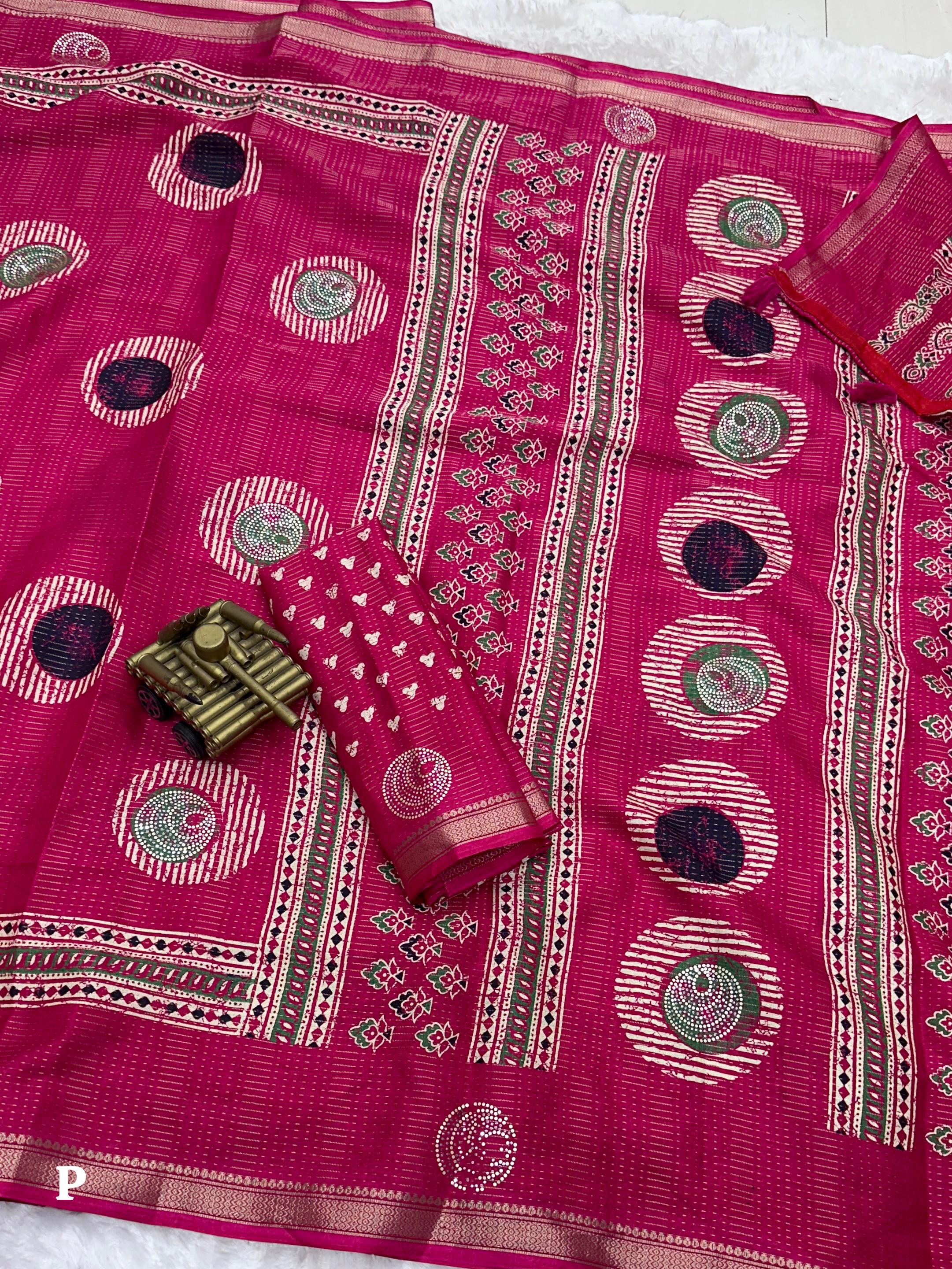 Pink Pure Soft Cotton Zari Saree Cotton saree Anant Tex Exports Pvt.Ltd..