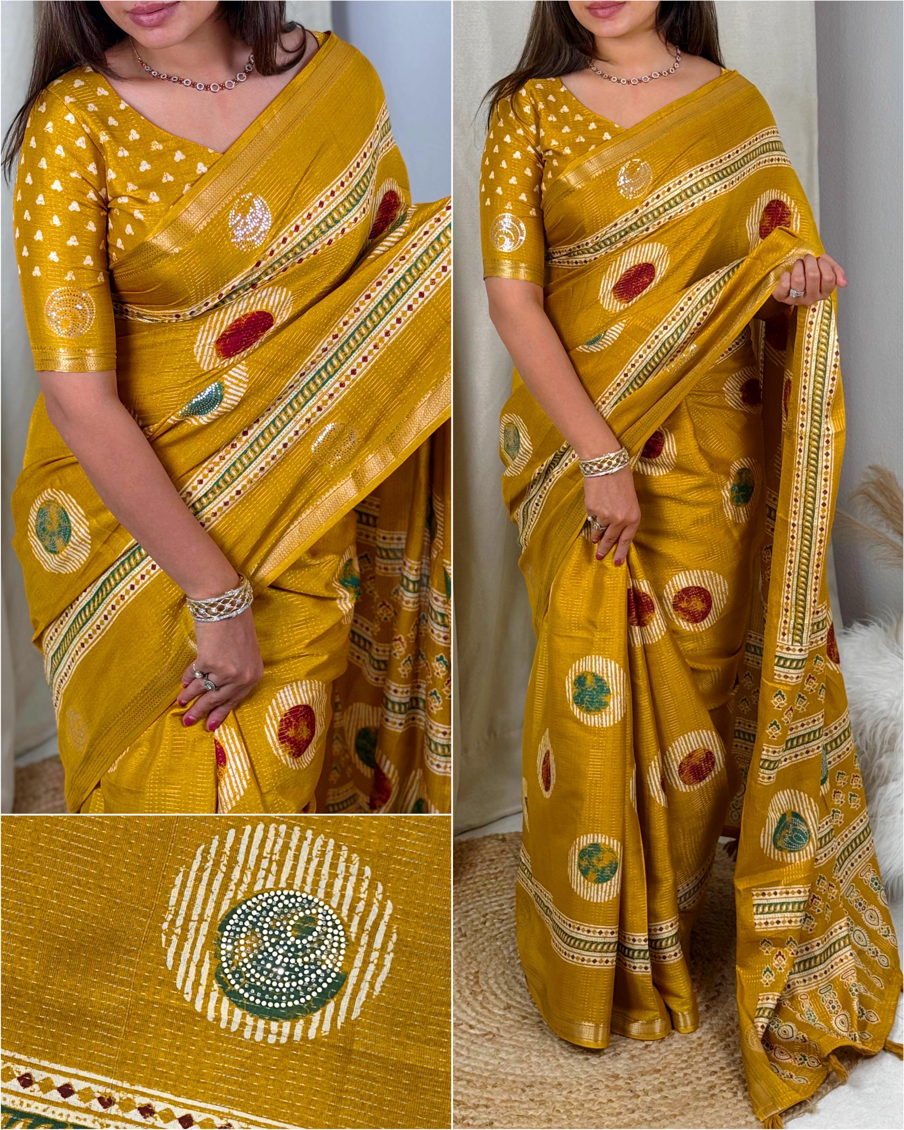 Yellow Pure Soft Cotton Zari Saree