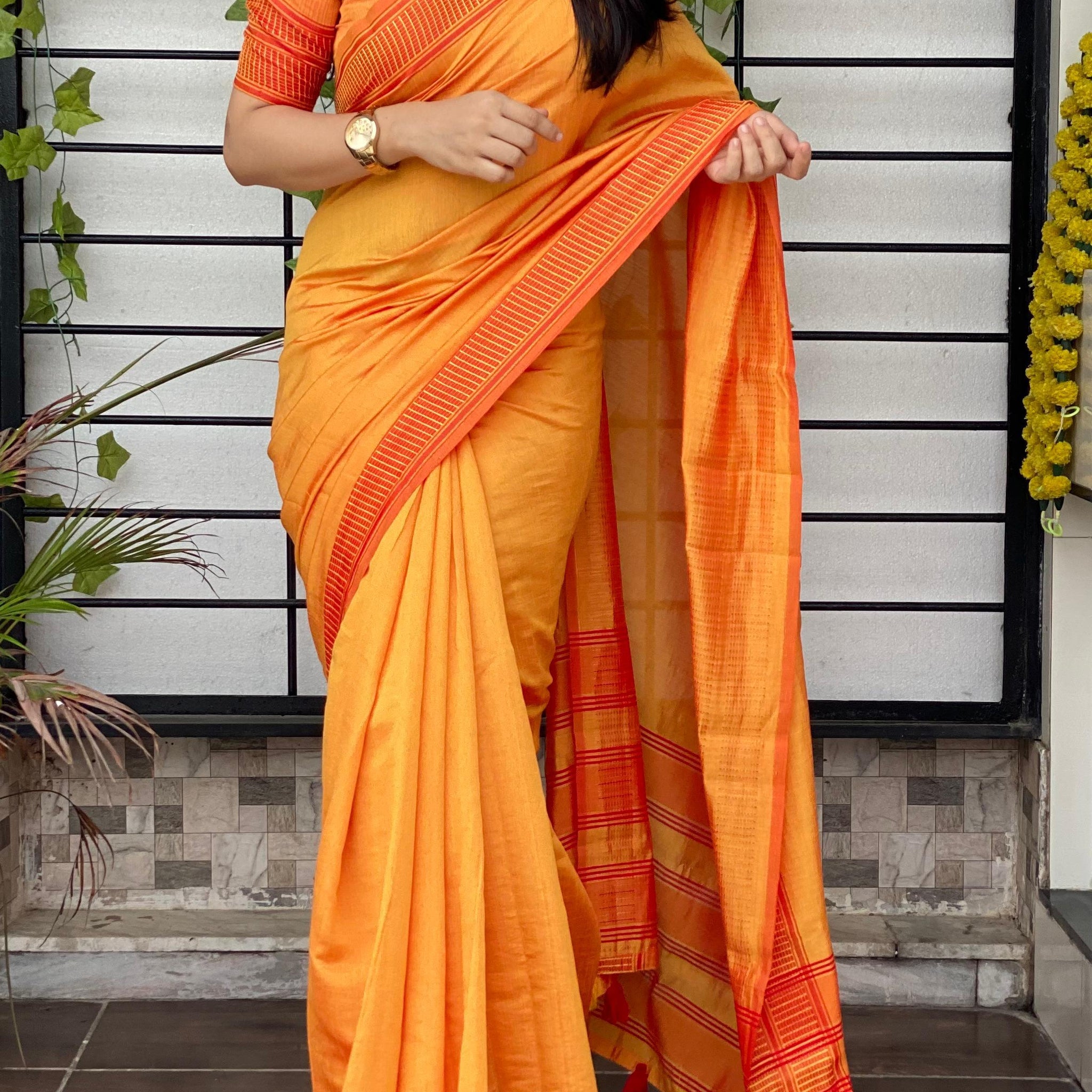 Yellow Pure Yana Cotton Silk Saree