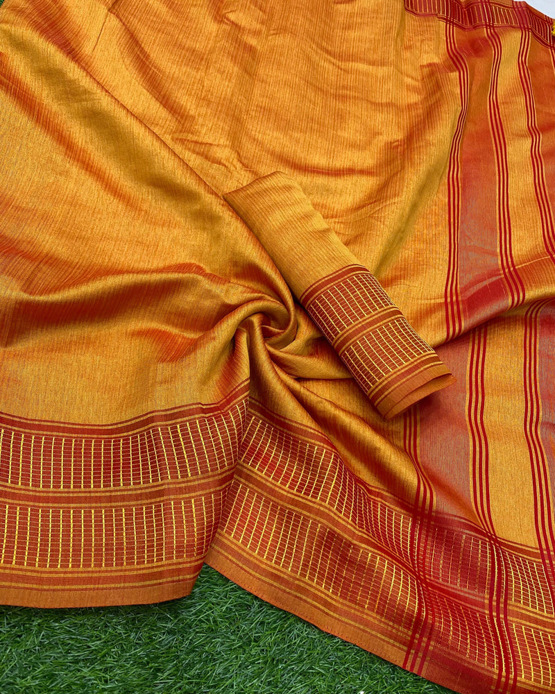 Yellow Pure Yana Cotton Silk Saree