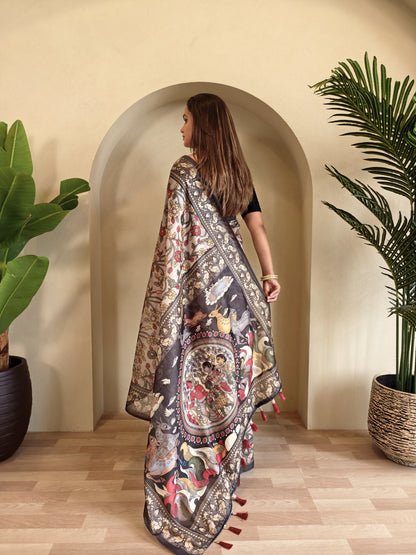 Off White Pure Cotton Kalamkari Digital Print Saree Cotton saree Anant Tex Exports Pvt.Ltd..