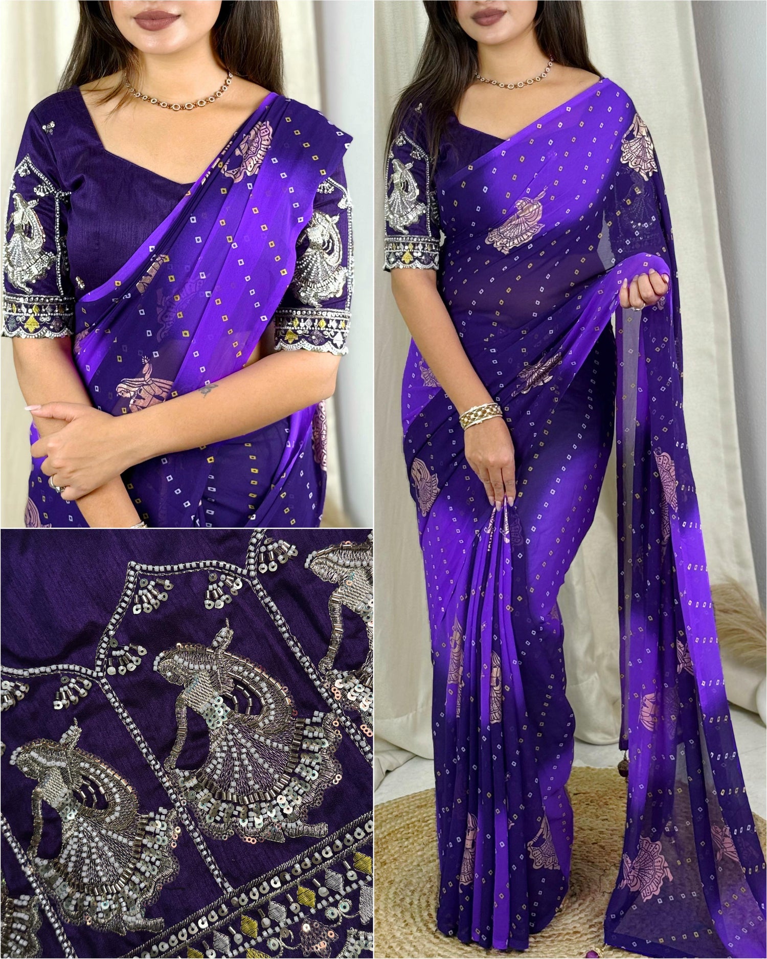 Violet Pure Soft Georgette Saree Georgette Saree Anant Tex Exports Pvt.Ltd..