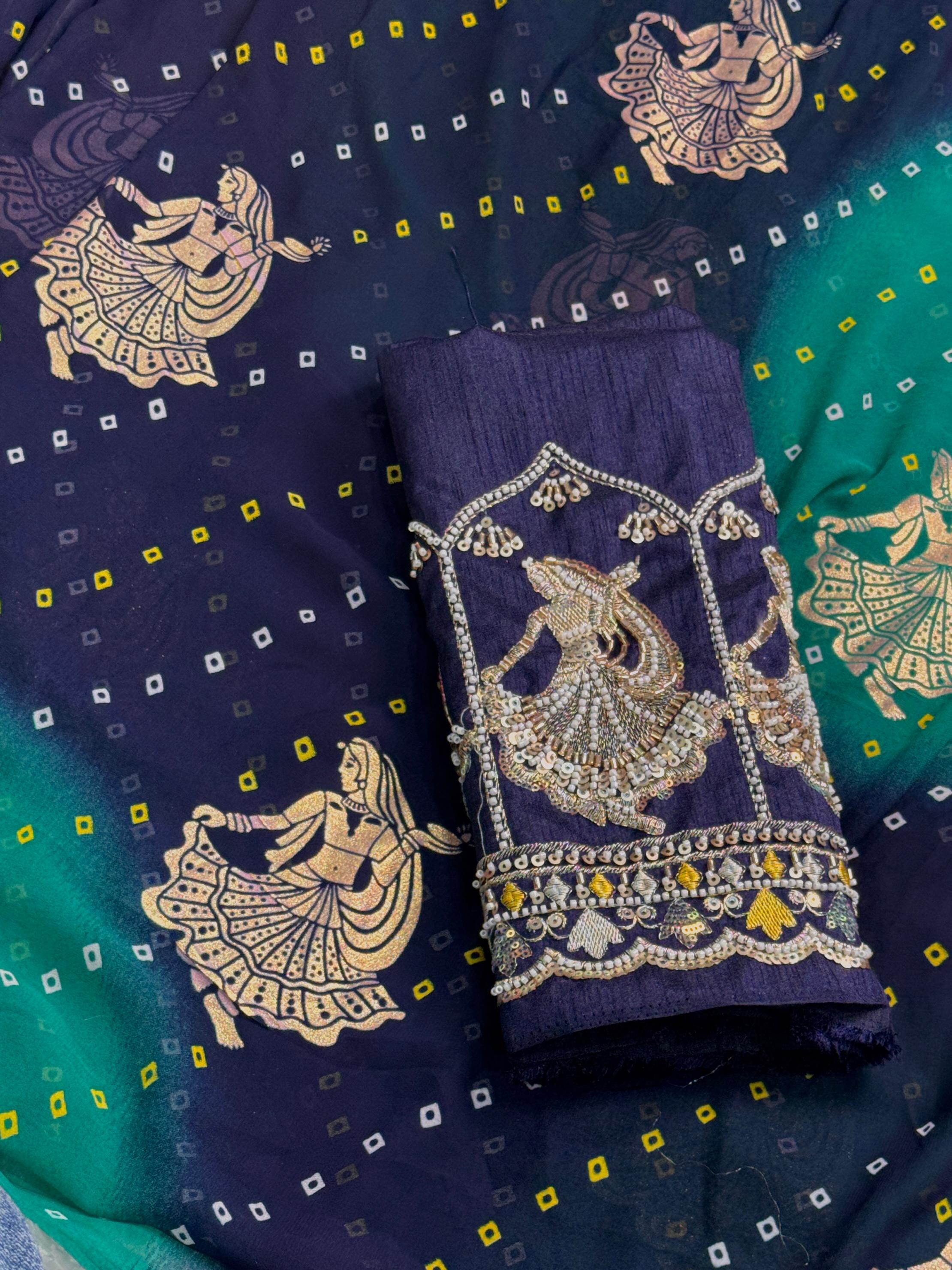 Green Pure Soft Georgette Saree