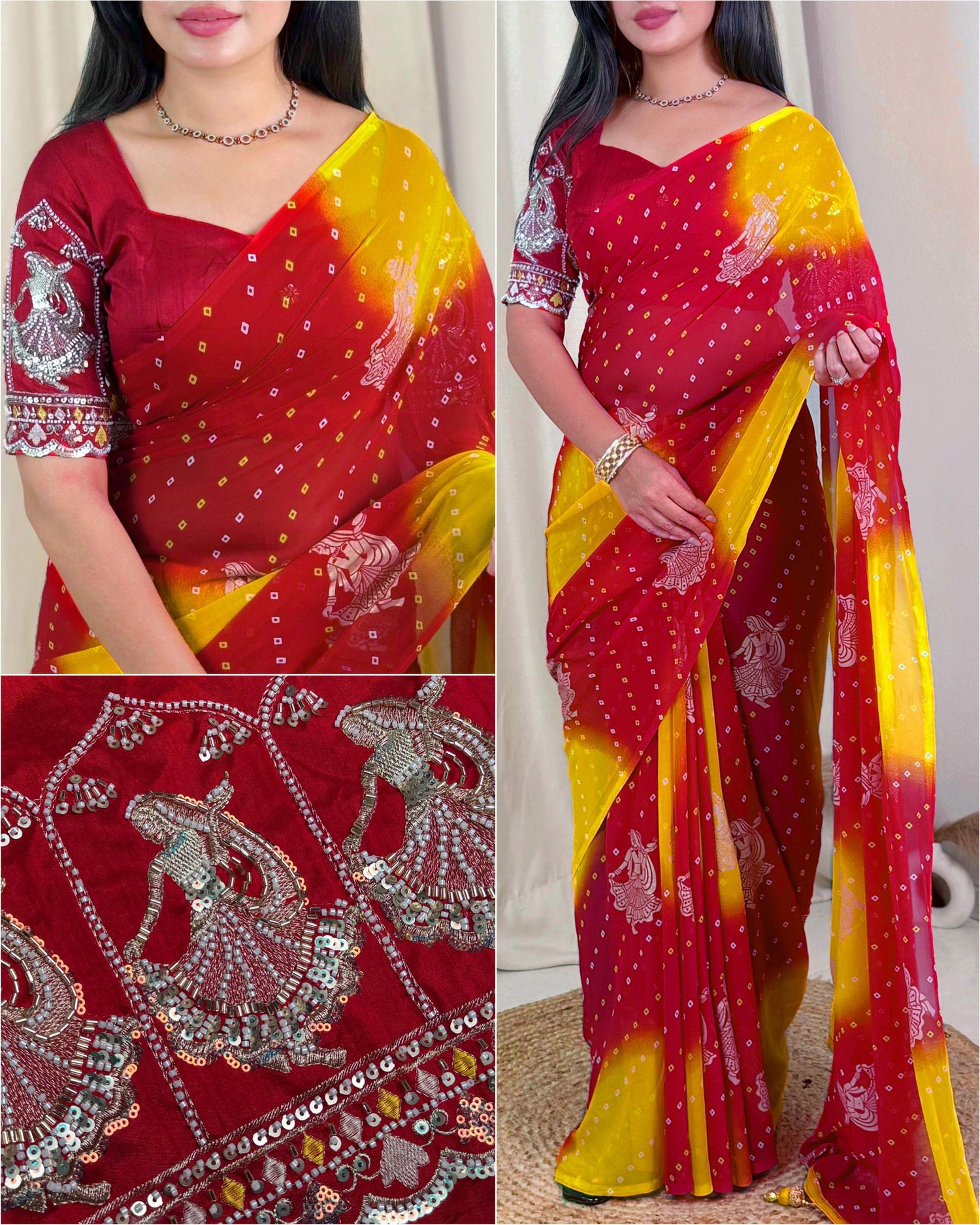 Yellow Pure Soft Georgette Saree Georgette Saree Anant Tex Exports Pvt.Ltd..