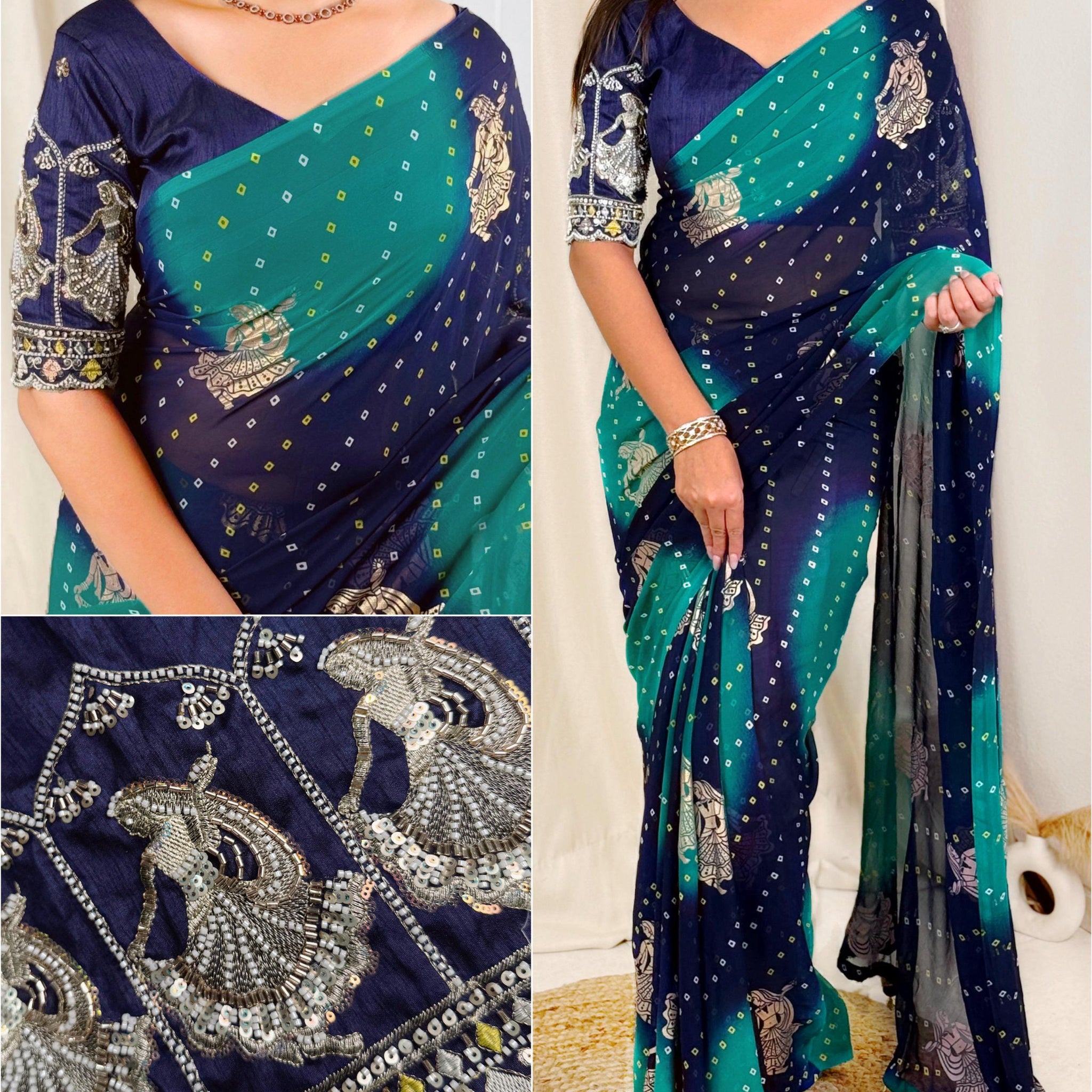 Green Pure Soft Georgette Saree