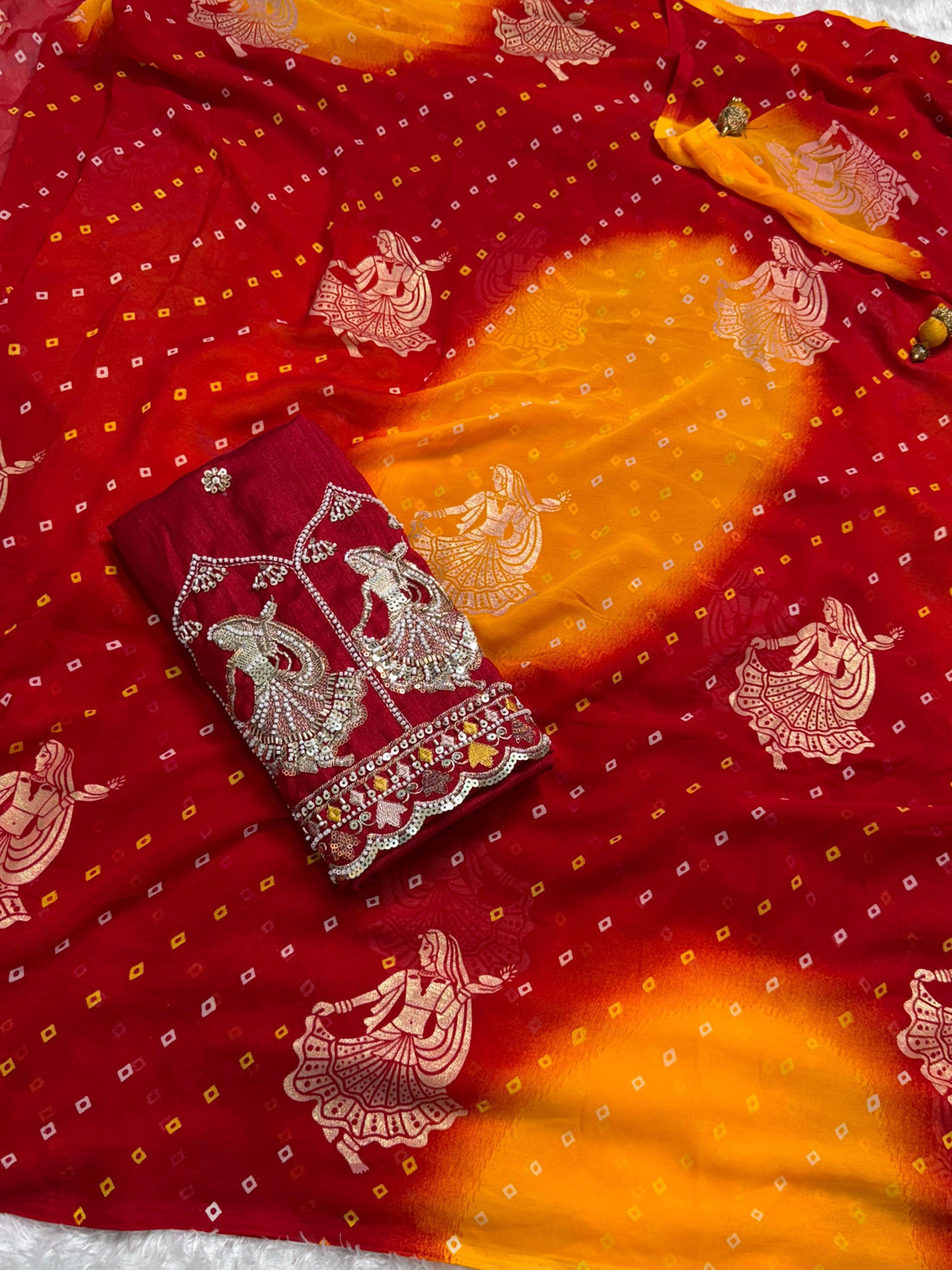 Yellow Pure Soft Georgette Saree