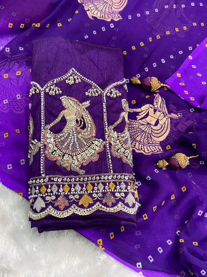 Violet Pure Soft Georgette Saree Georgette Saree Anant Tex Exports Pvt.Ltd..