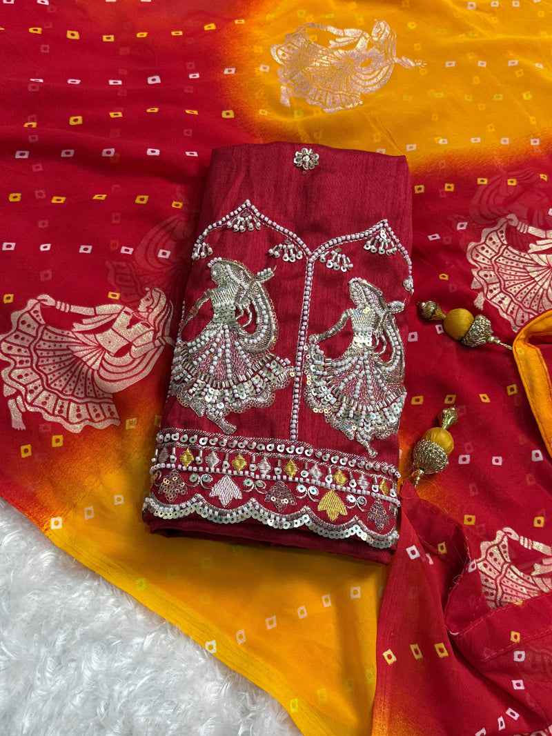 Yellow Pure Soft Georgette Saree