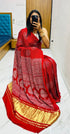 Red Pure Soft Gajji Silk Ajrakh Print Gaji Saree Gaji Silk Saree Anant Tex Exports Pvt.Ltd..
