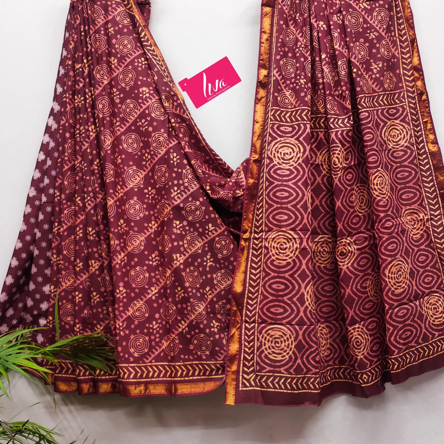 Maroon Pure Soft Cotton Bagru Block Print Saree Cotton saree Anant Tex Exports Pvt.Ltd..
