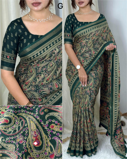Green Pure Soft Cotton Kalamkari Print Saree Cotton saree Anant Tex Exports Pvt.Ltd..