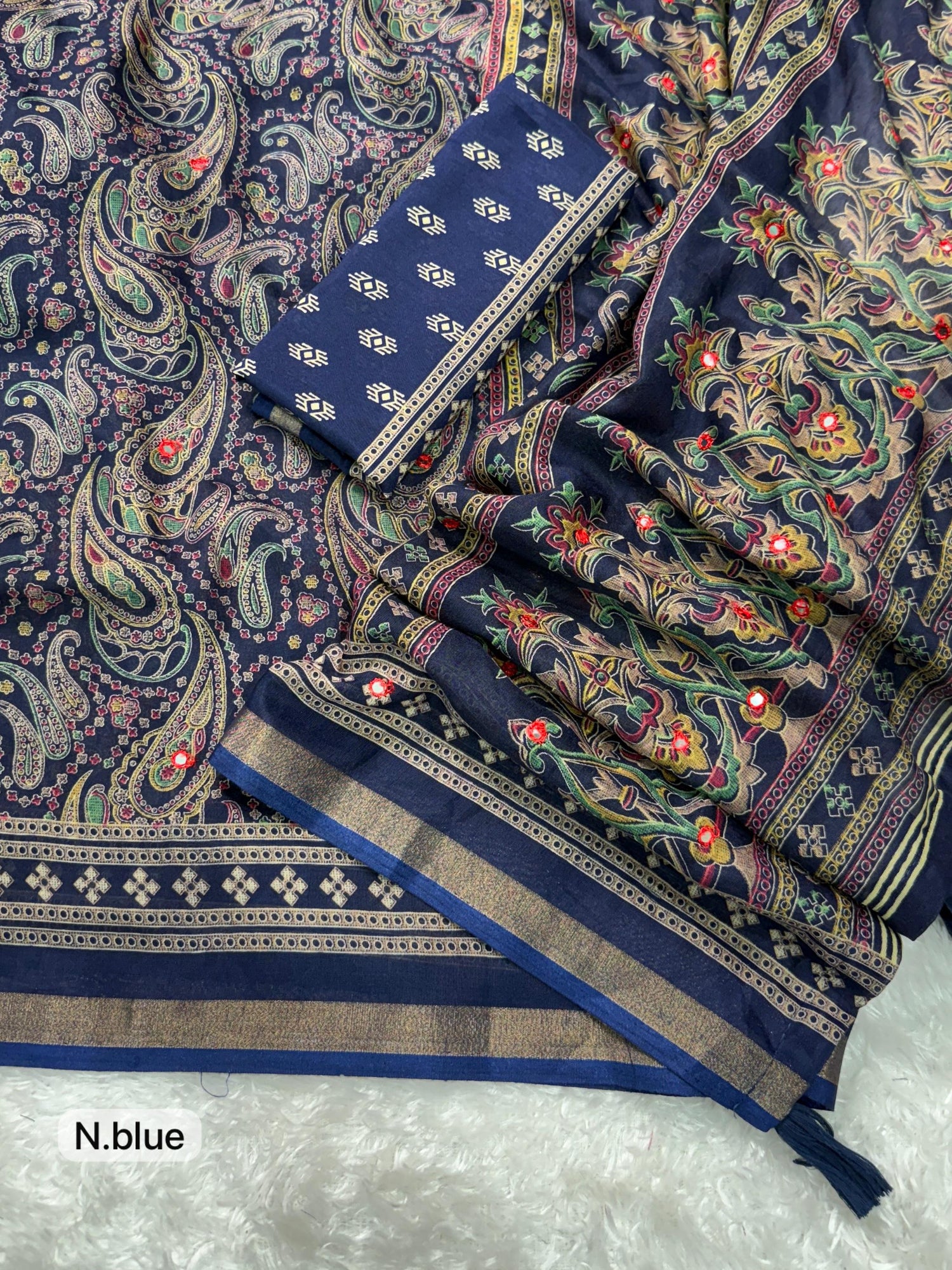 Blue Pure Soft Cotton Kalamkari Print Saree Cotton saree Anant Tex Exports Pvt.Ltd..