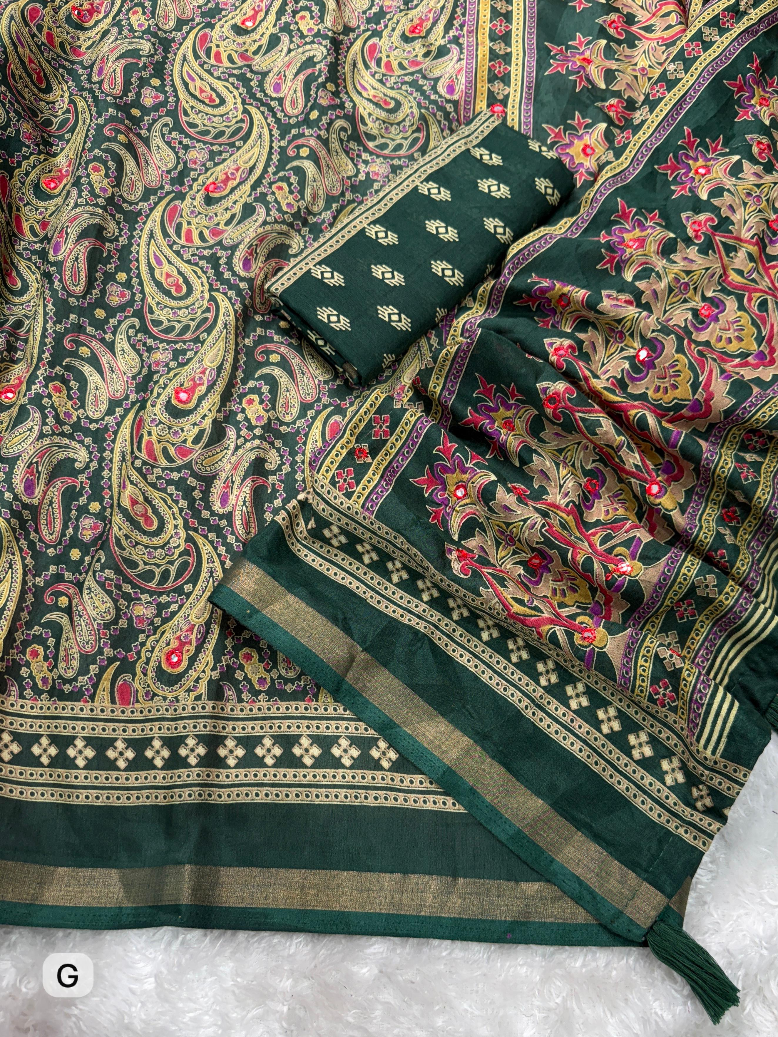 Green Pure Soft Cotton Kalamkari Print Saree