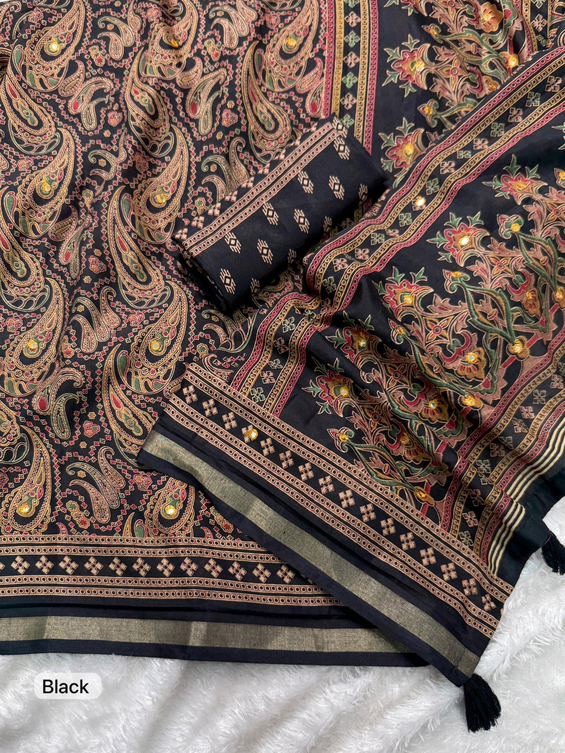 Black Pure Soft Cotton Kalamkari Print Saree Cotton saree Anant Tex Exports Pvt.Ltd..