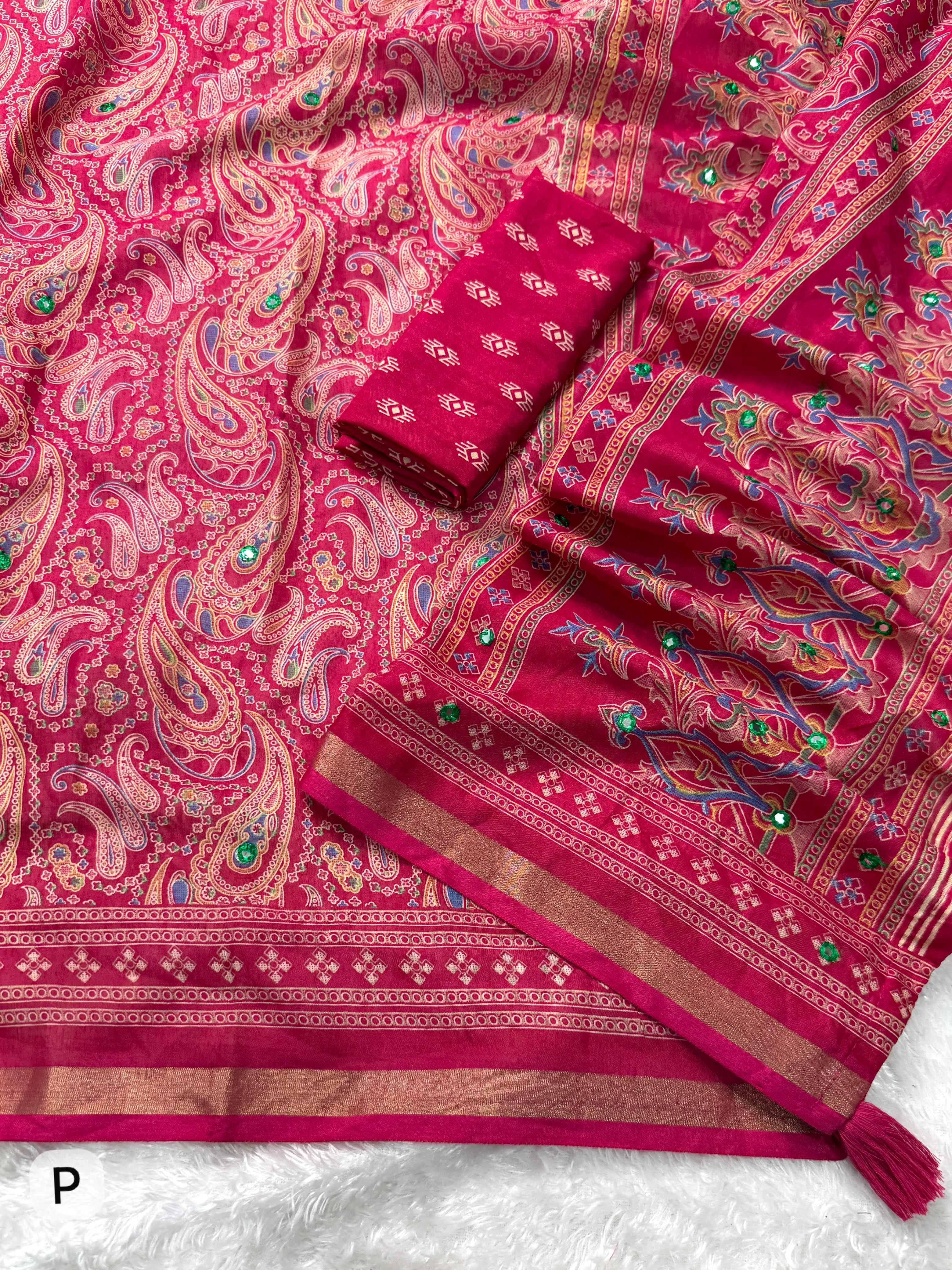 Pink Pure Soft Cotton Kalamkari Print Saree