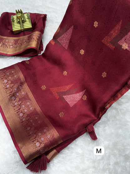 Red Pure Moss Cotton Designer Saree Cotton saree Anant Tex Exports Pvt.Ltd..