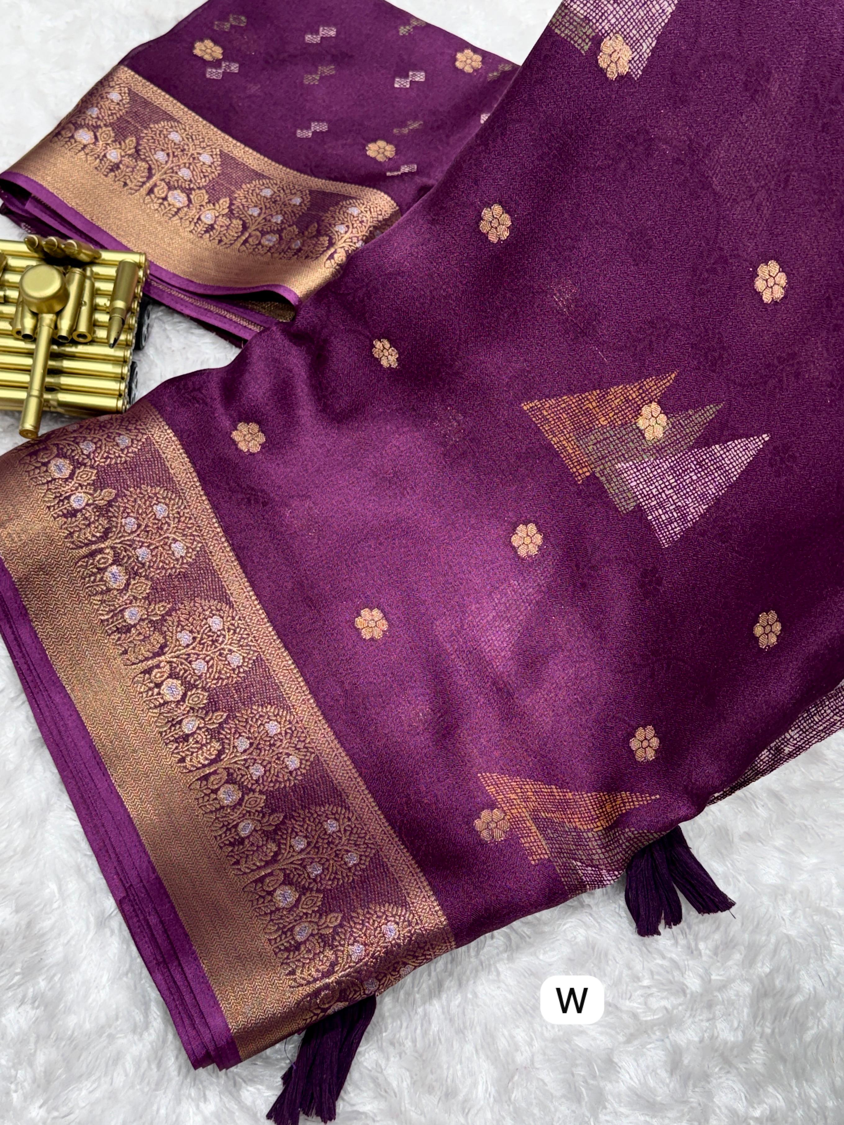 Wine Pure Moss Cotton Designer Saree Cotton saree Anant Tex Exports Pvt.Ltd..