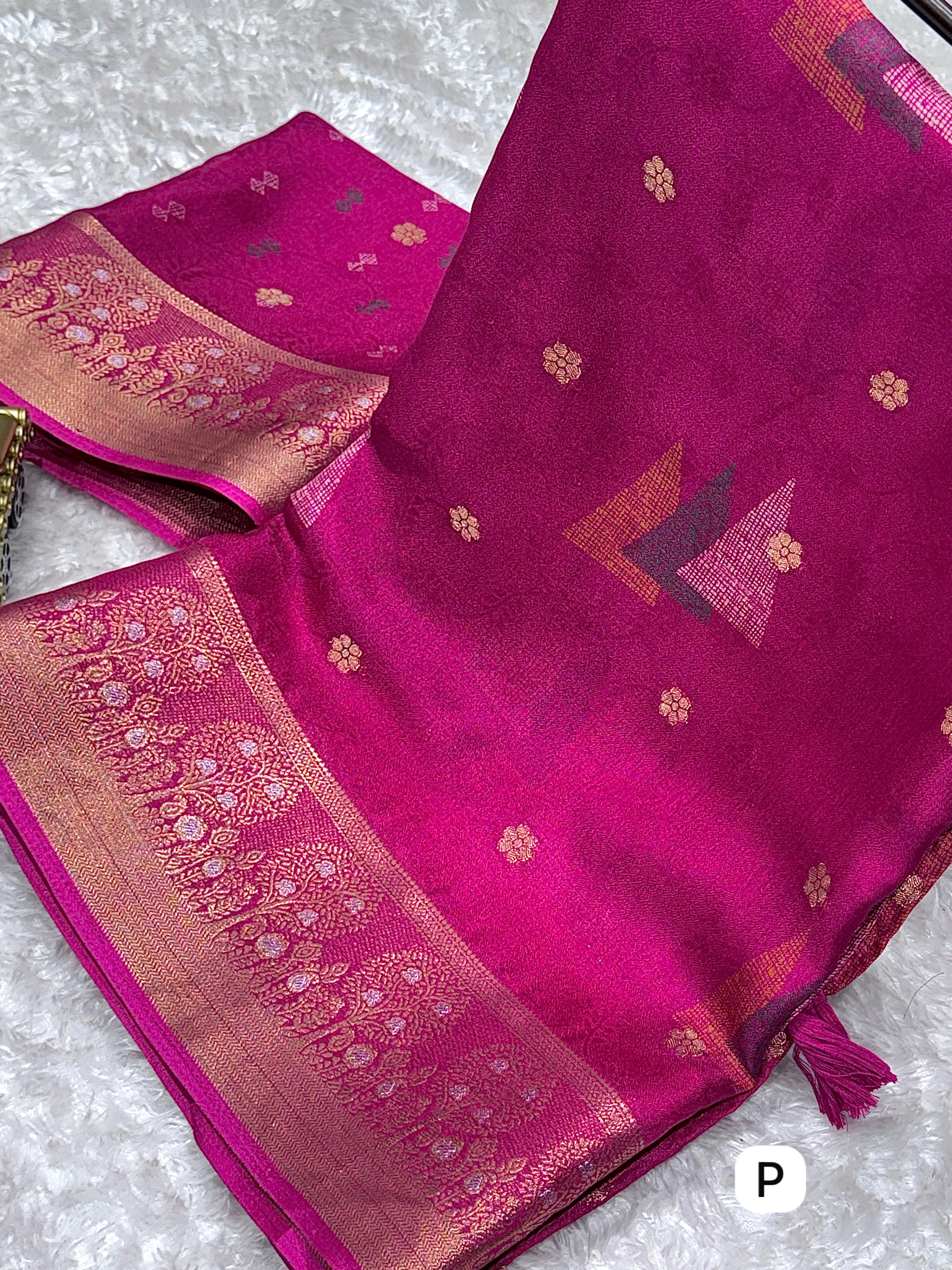 Pink Pure Moss Cotton Designer Saree