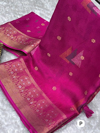 Pink Pure Moss Cotton Designer Saree Cotton saree Anant Tex Exports Pvt.Ltd..