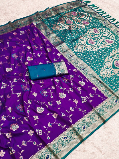 Purple Banarasi Jaal Zari Woven Silk Banarasi Saree Banarasi Silk Saree Anant Tex Exports Pvt.Ltd..