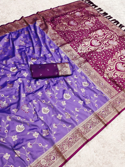 Lavender Banarasi Jaal Zari Woven Silk Banarasi Saree Banarasi Silk Saree Anant Tex Exports Pvt.Ltd..