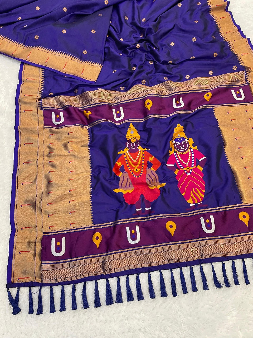 Violet Zari Woven Vitthala God Special Paithani Silk Saree Banarasi Silk Saree Anant Tex Exports Pvt.Ltd..
