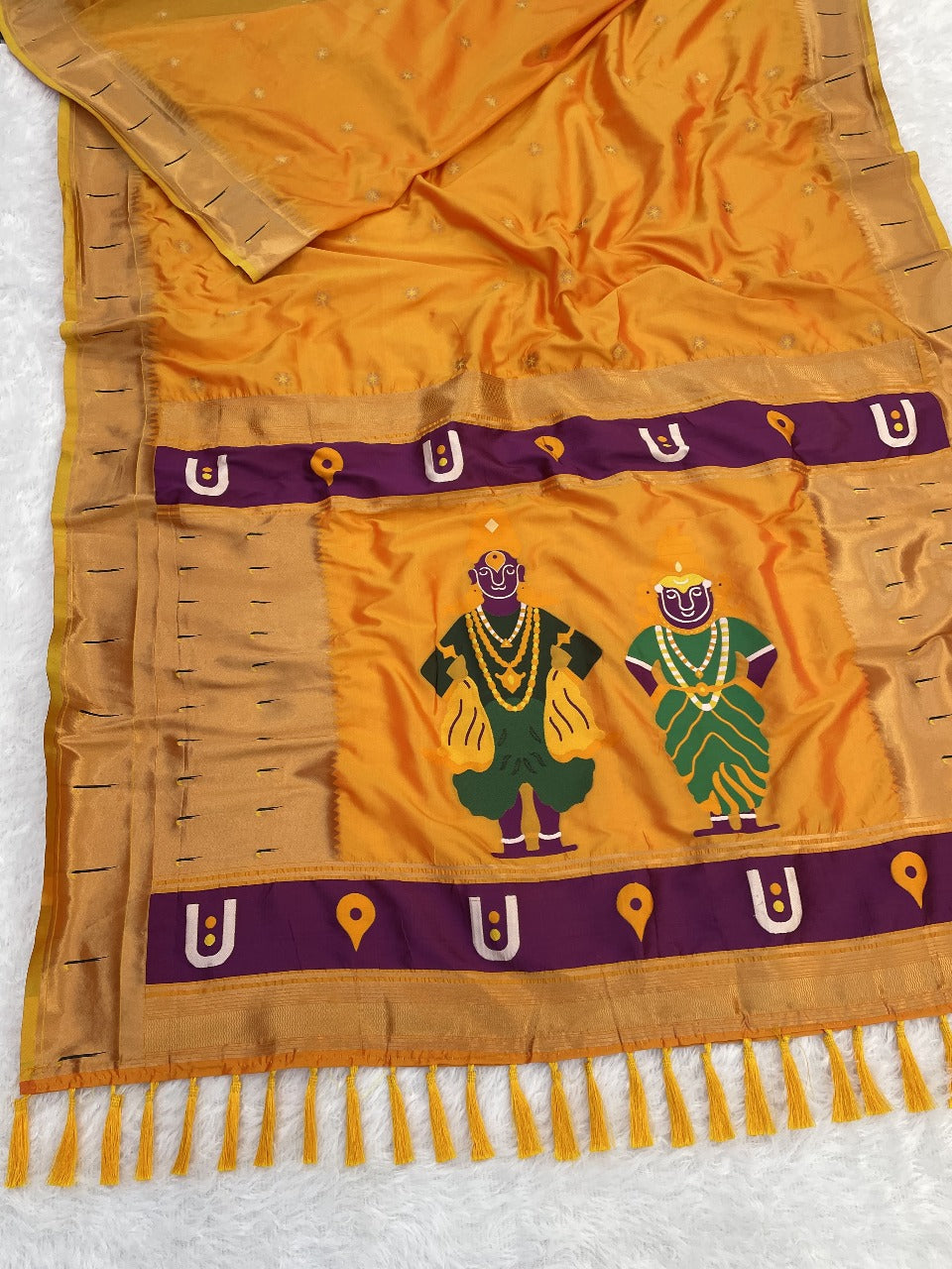 Yellow Zari Woven Vitthala God Special Paithani Silk Saree Banarasi Silk Saree Anant Tex Exports Pvt.Ltd..
