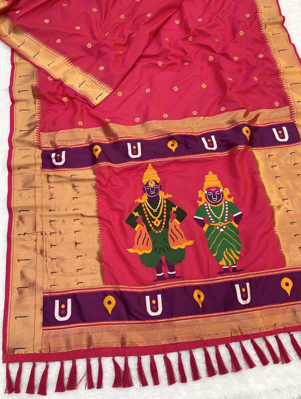 Baby Pink Zari Woven Vitthala God Special Paithani Silk Saree Banarasi Silk Saree Anant Tex Exports Pvt.Ltd..