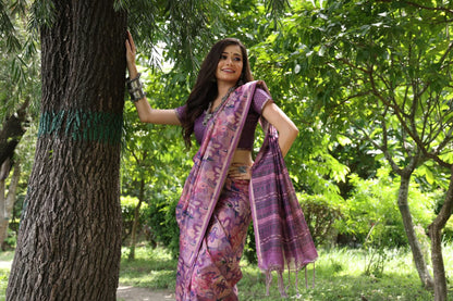 Pink Pure Soft Tussar Silk Saree Tussar Saree Anant Tex Exports Pvt.Ltd..