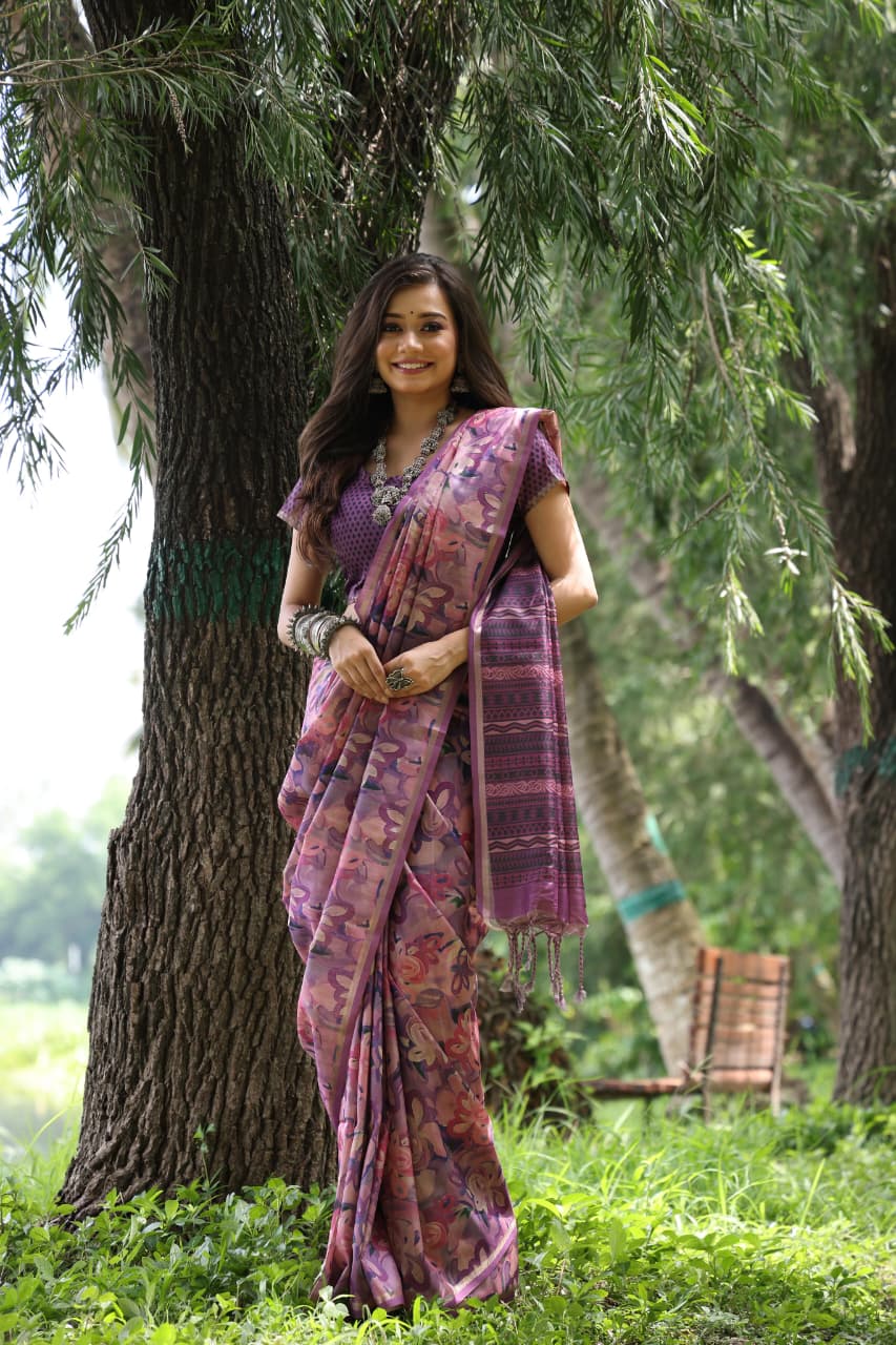 Pink Pure Soft Tussar Silk Saree Tussar Saree Anant Tex Exports Pvt.Ltd..
