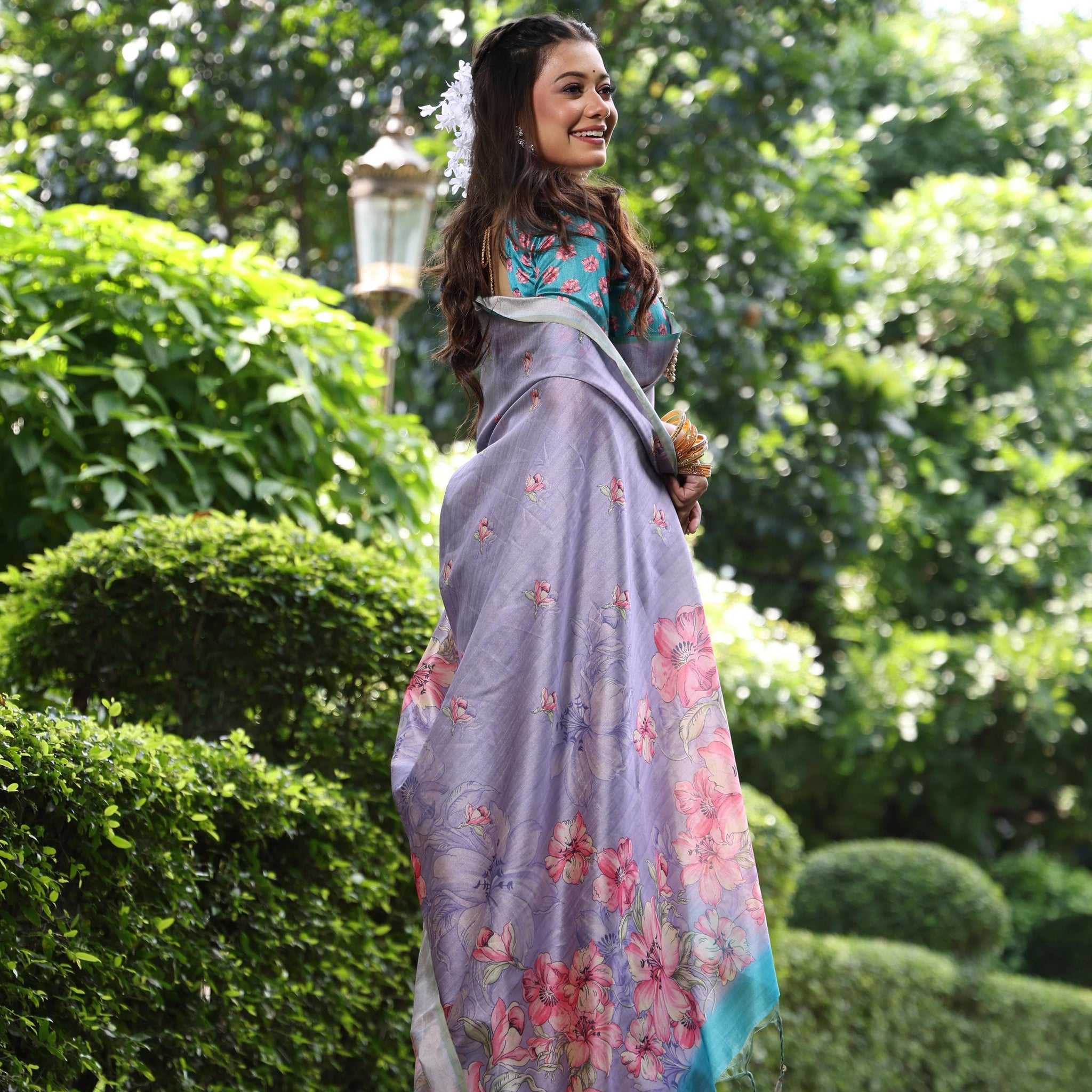 Lavender Pure Soft Tussar Silk Saree