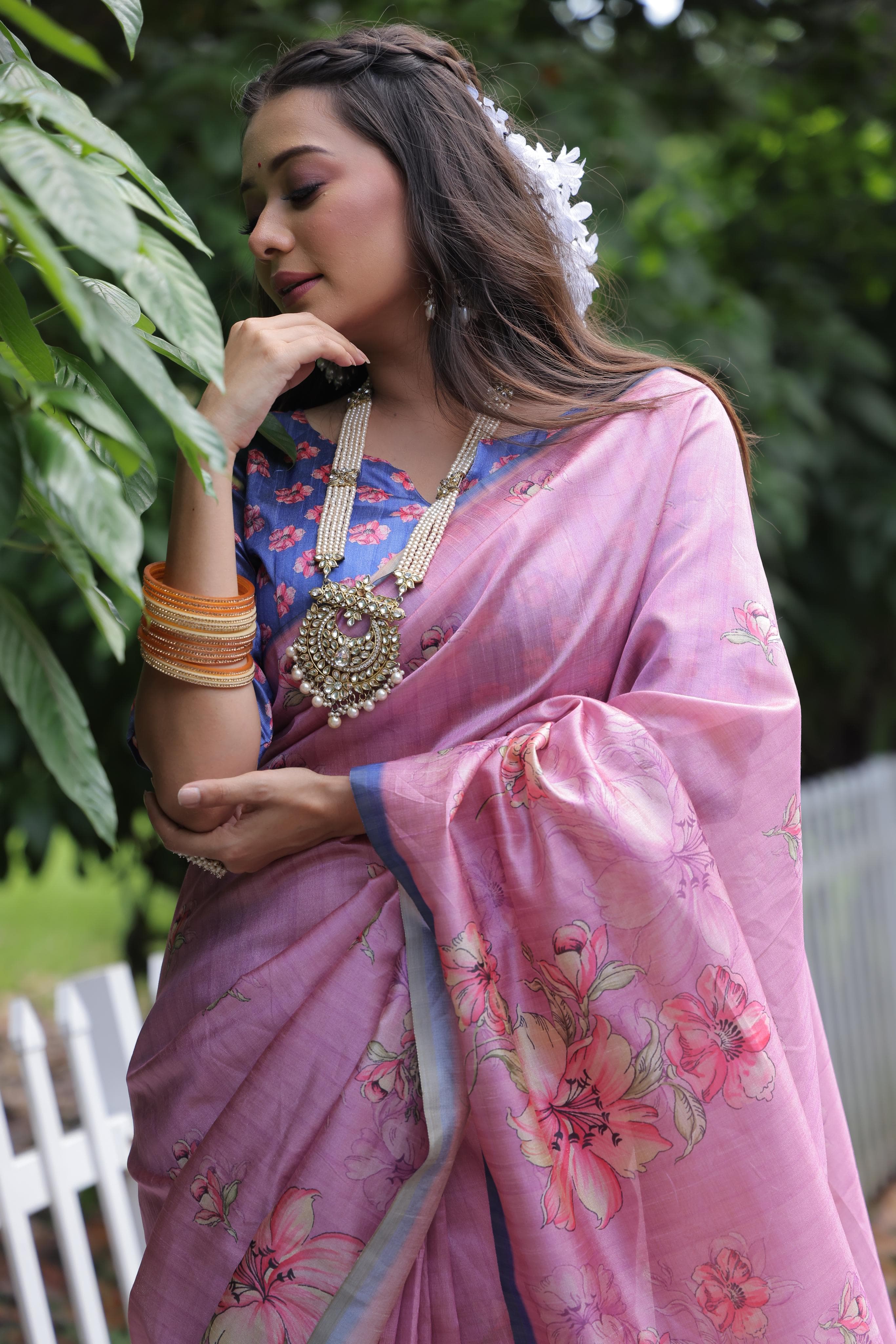 Light Pink Pure Soft Tussar Silk Saree