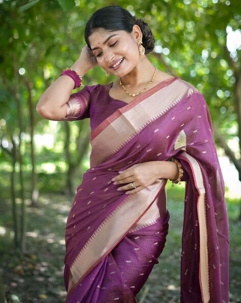 Purple Pure Soft Kalyani Silk Saree