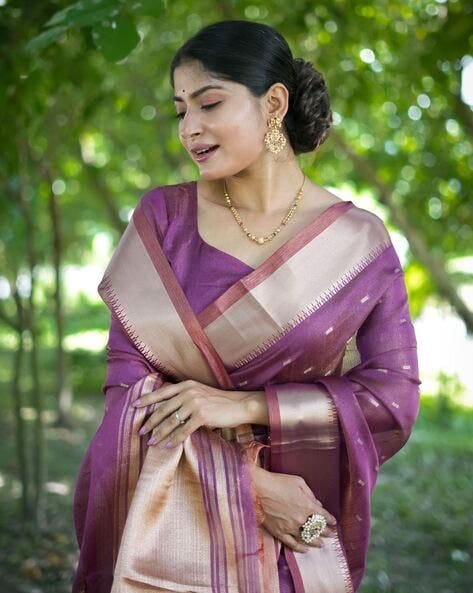 Purple Pure Soft Kalyani Silk Saree