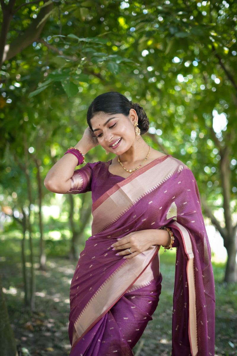 Purple Pure Soft Kalyani Silk Saree
