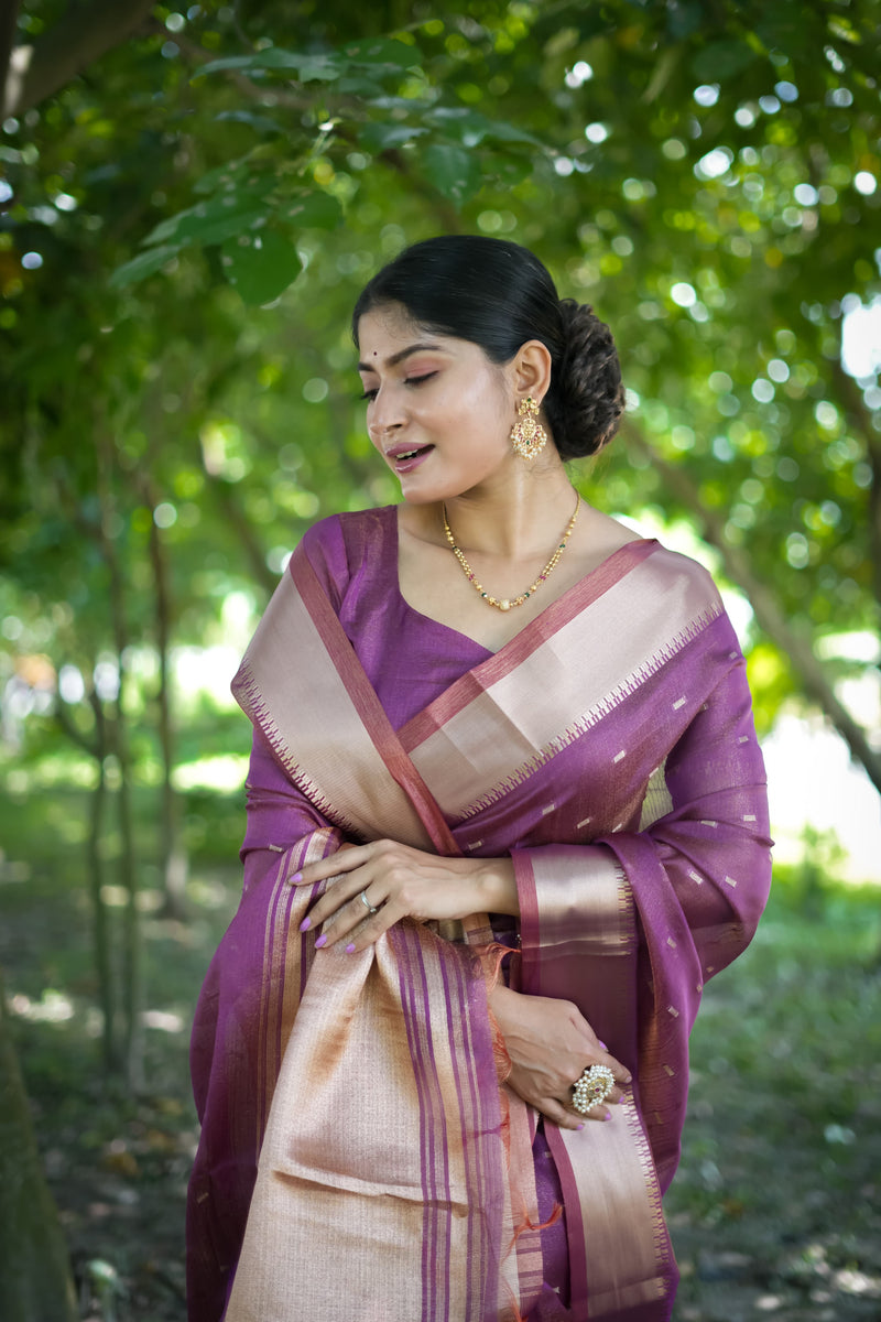 Purple Pure Soft Kalyani Silk Saree
