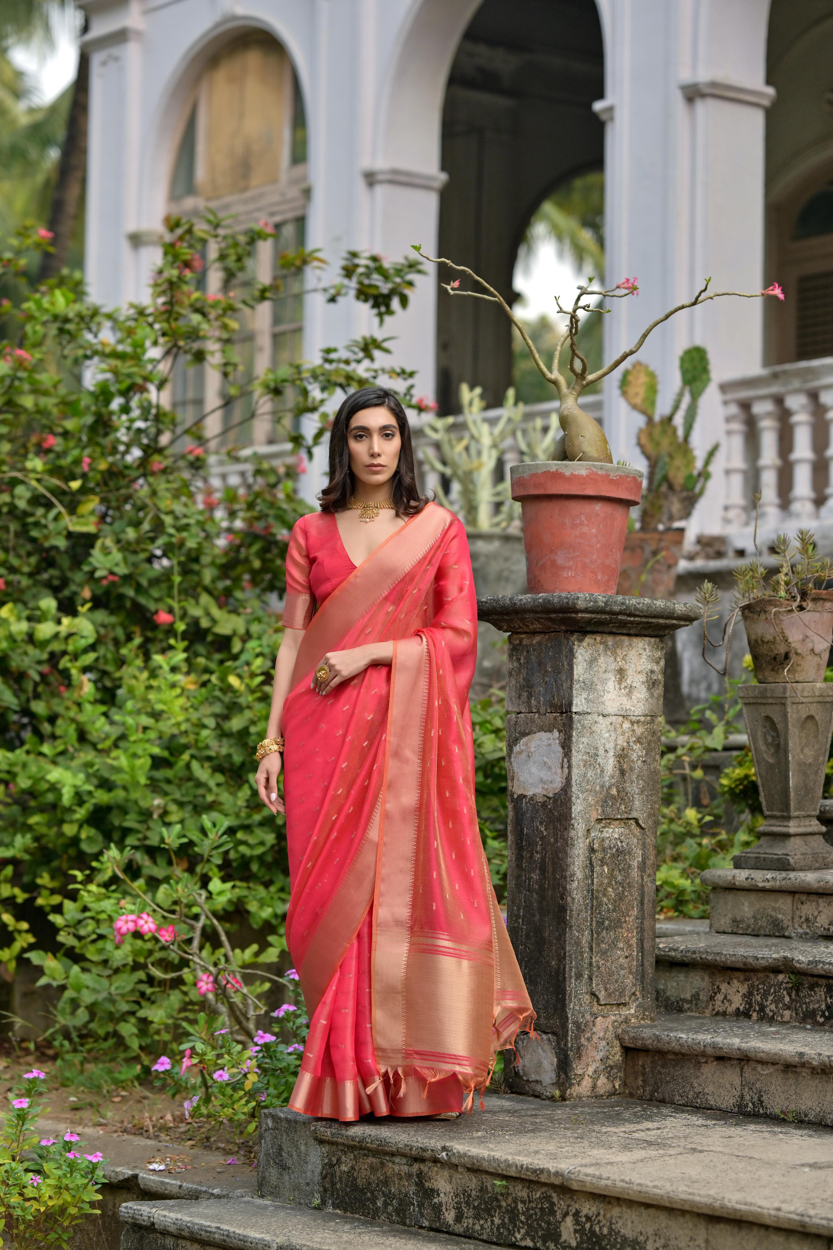 Rose Red Pure Soft Kalyani Silk Saree Soft Silk Saree Anant Tex Exports Pvt.Ltd..