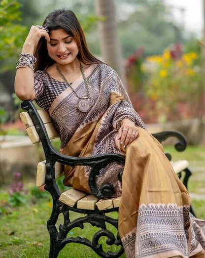 Begie Pure Soft Tussar Silk Madhubani Saree Tussar Saree Anant Tex Exports Pvt.Ltd..