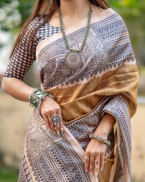 Begie Pure Soft Tussar Silk Madhubani Saree