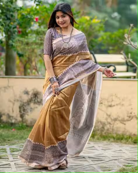 Begie Pure Soft Tussar Silk Madhubani Saree