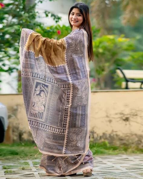 Begie Pure Soft Tussar Silk Madhubani Saree