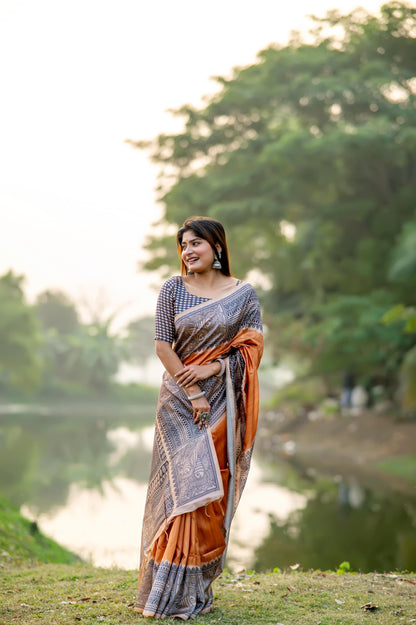 Mustard Pure Soft Tussar Silk Madhubani Saree Tussar Saree Anant Tex Exports Pvt.Ltd..