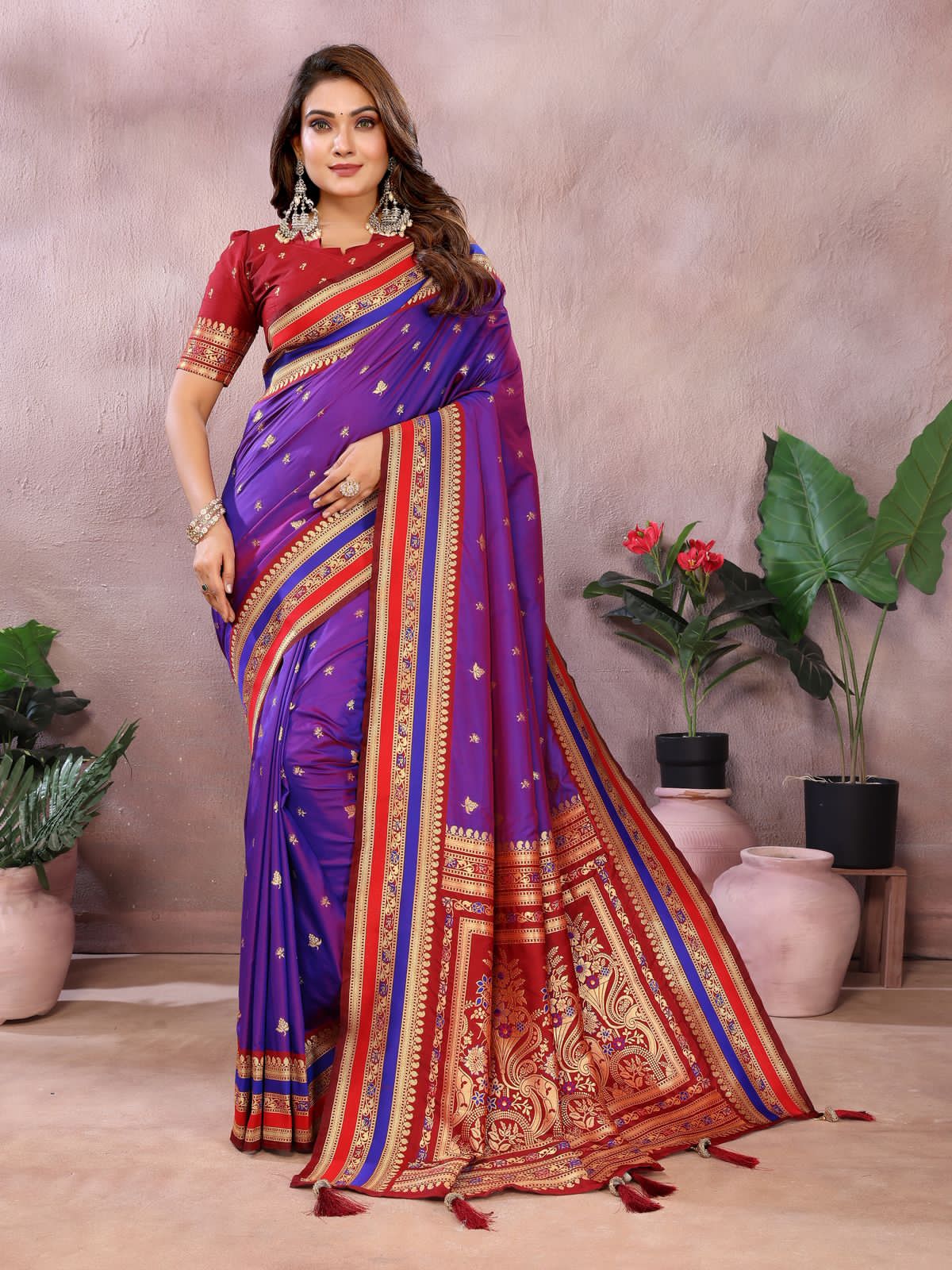 Blue Pure Handloom Kalamkari Silk Saree