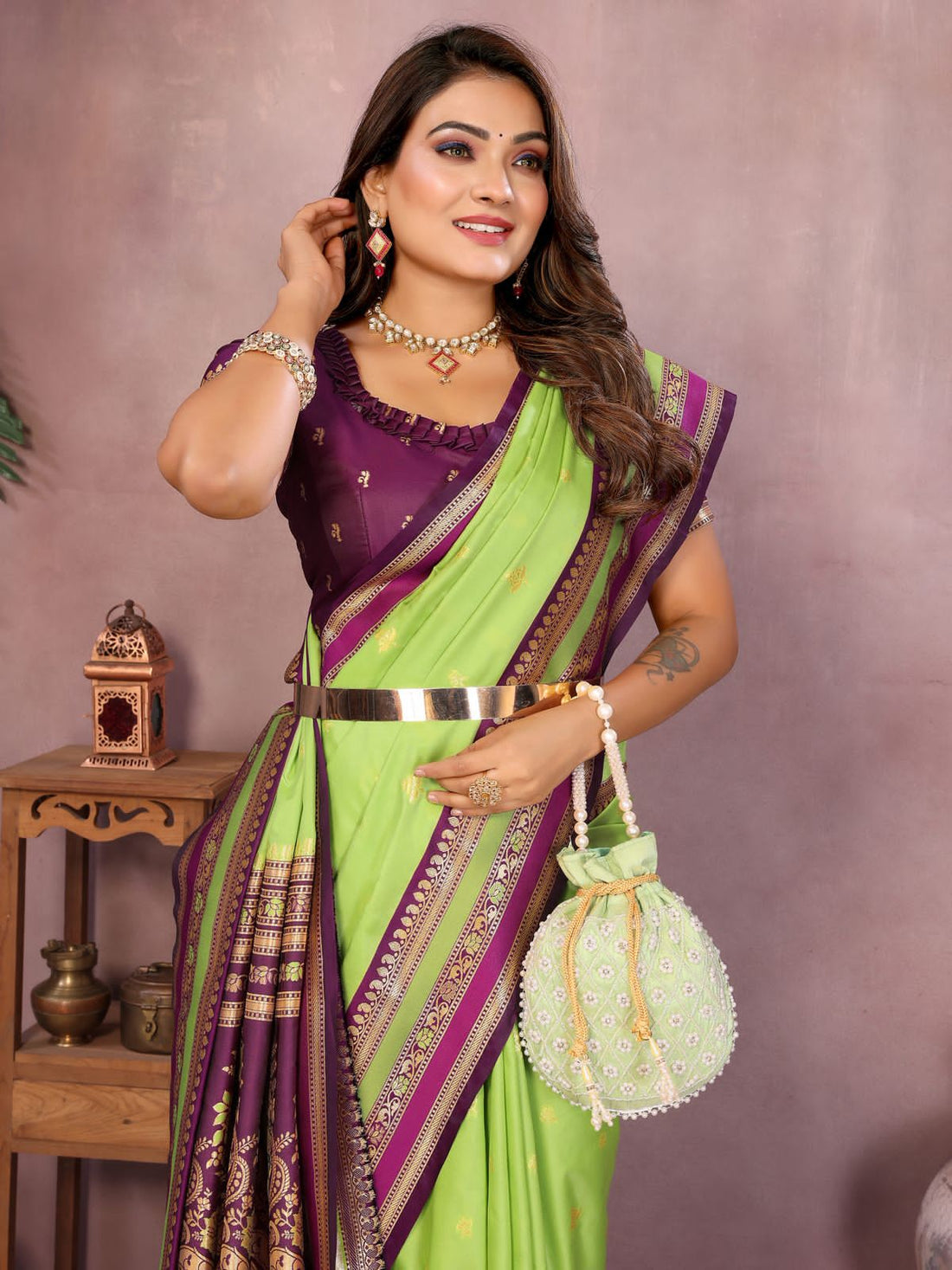 Parrot Pure Handloom Kalamkari Silk Saree Kalamkari Saree Anant Tex Exports Pvt.Ltd..