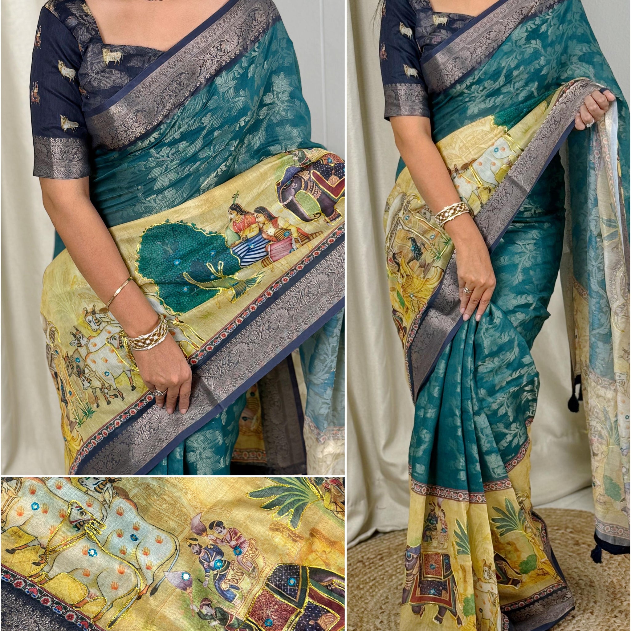 Green Pure Soft Cotton Jacquard Saree