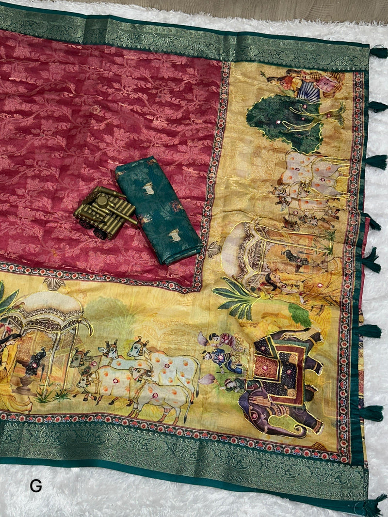 Pink Pure Soft Cotton Jacquard Saree