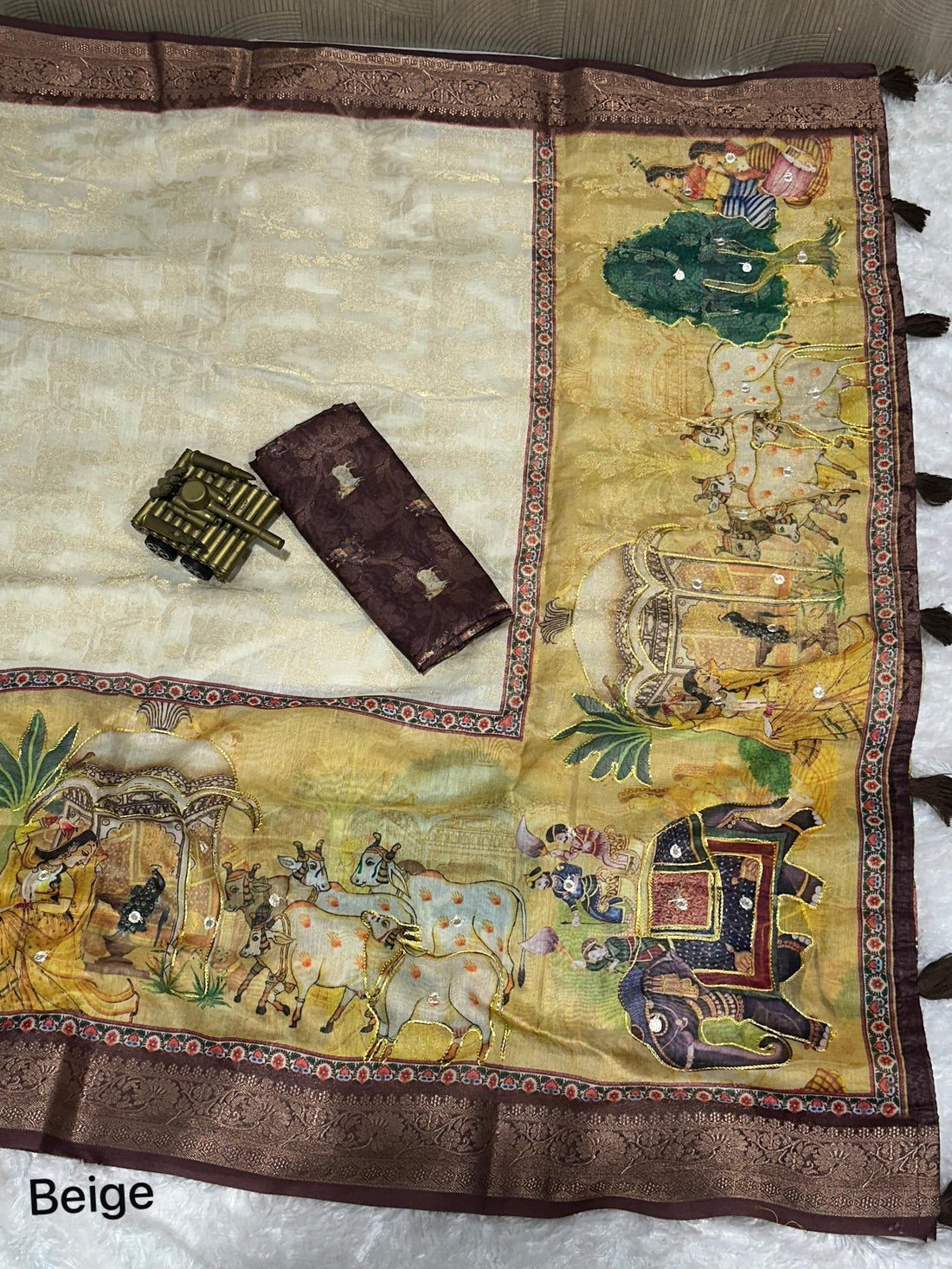 Begie Pure Soft Cotton Jacquard Saree Cotton saree Anant Tex Exports Pvt.Ltd..