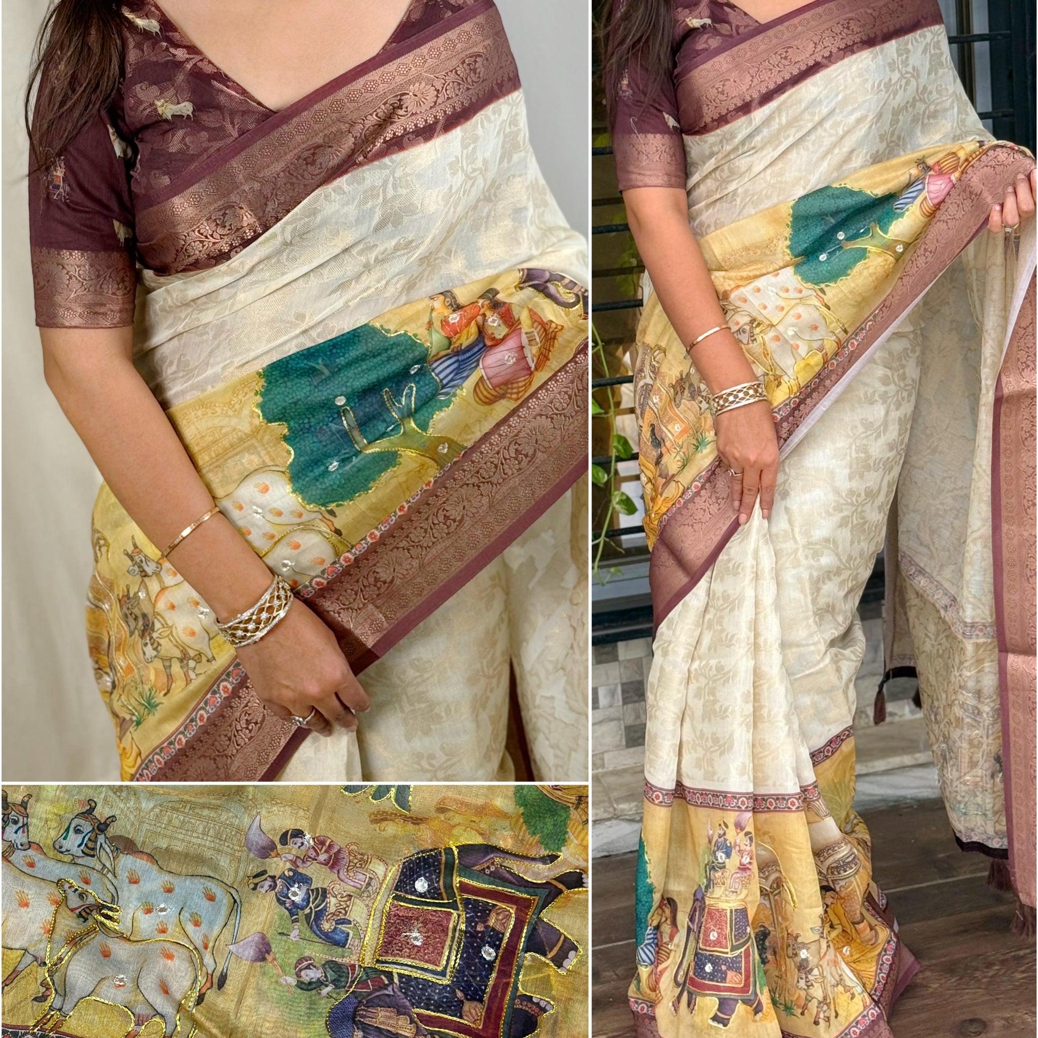 Begie Pure Soft Cotton Jacquard Saree