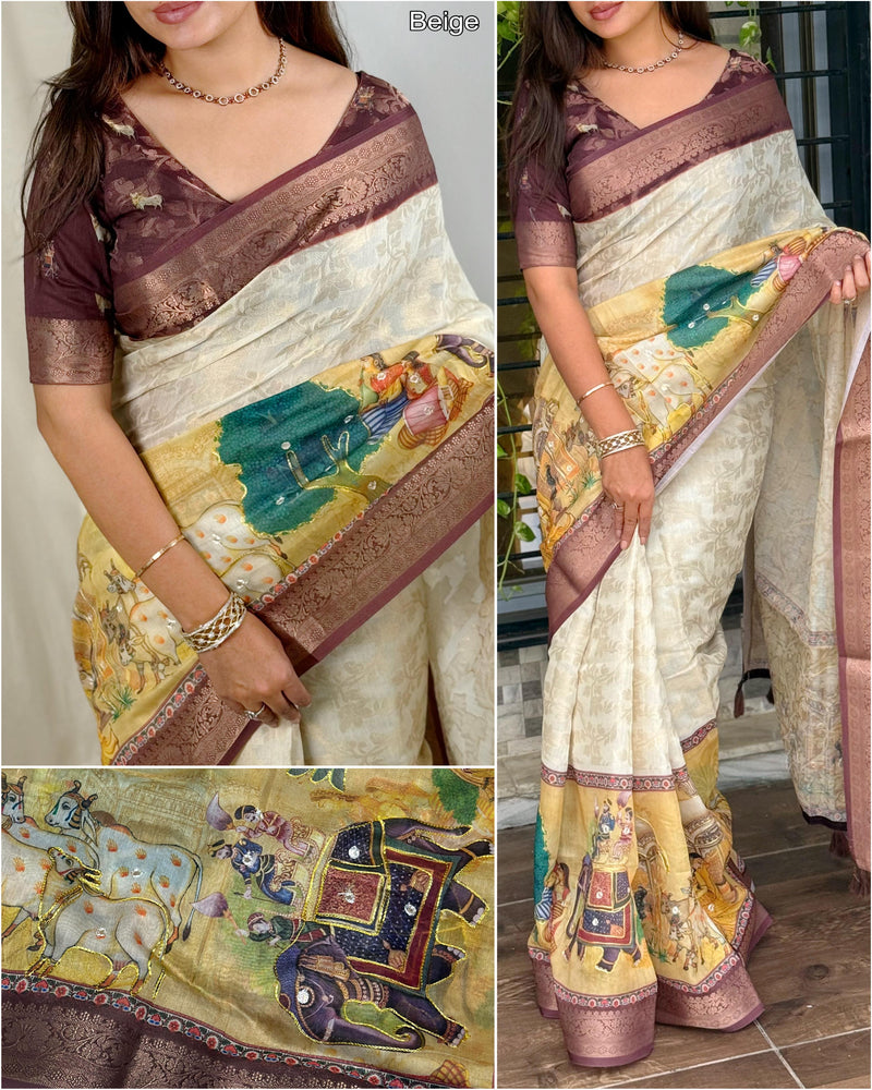 Begie Pure Soft Cotton Jacquard Saree