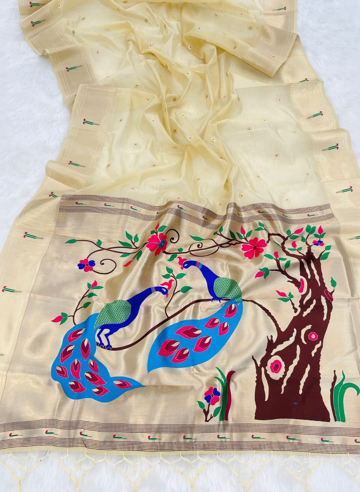 Chickoo Organza Paithani Zari Organza Saree